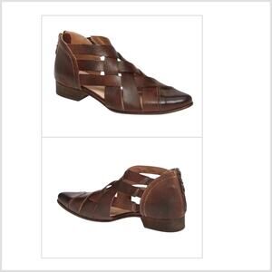 NWT Bed Stu Ankle Booties Brittany Woven Criss Cross Brown Size 10